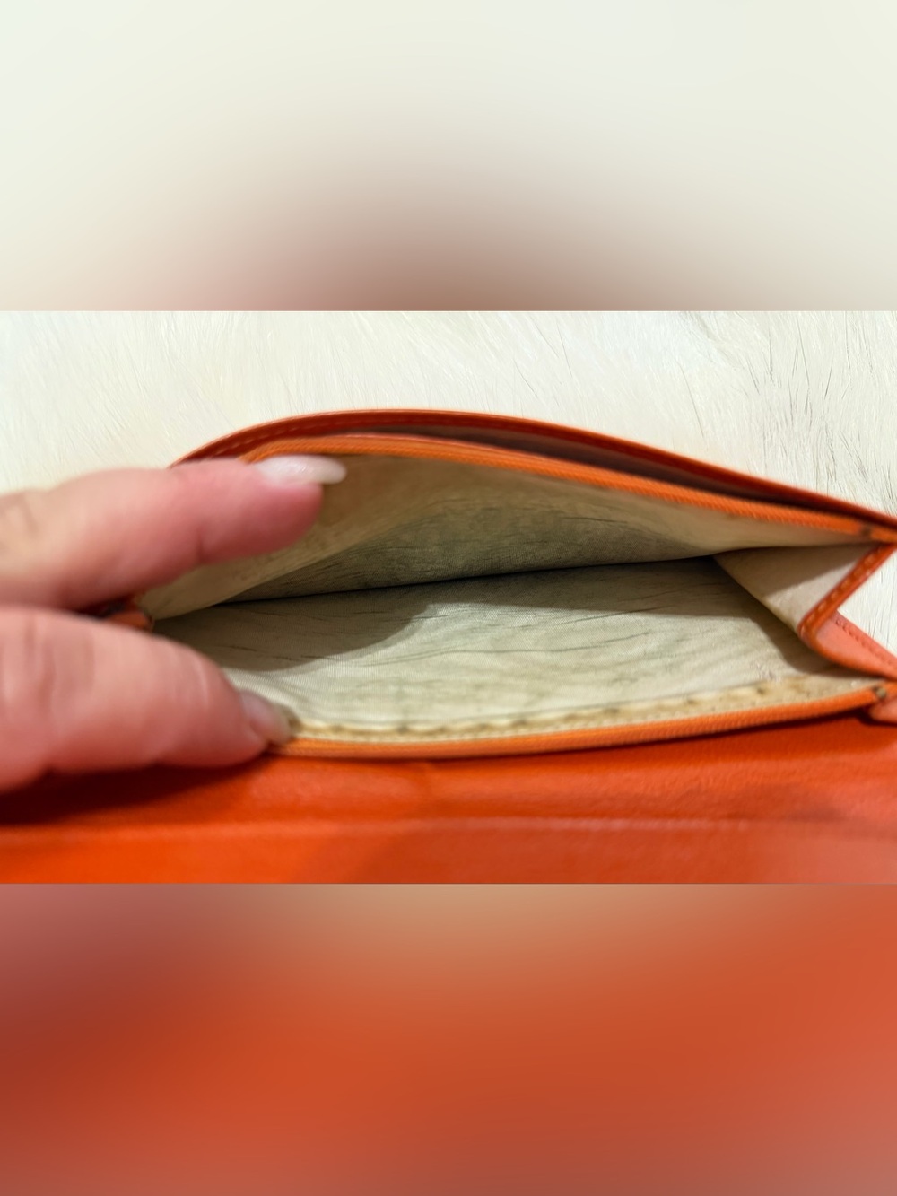 CHANEL Orange Calfskin Leather Bi Fold Long Slim Wallet W/ AUTHENTICITY CARD EUC - Picture 15 of 16